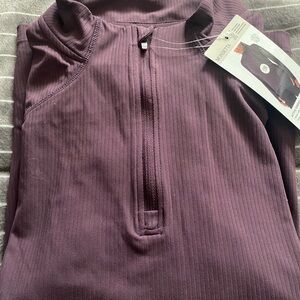 Mondetta Active Ribbed 1/2 Zip Top in Dark Purple